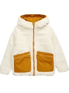 Reversible Cream/mustard Sherpa Hooded Jacket - Tucker and Tate size 7